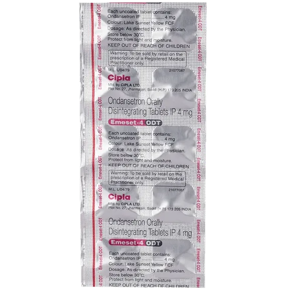 emeset 4mg odt tablet 10's